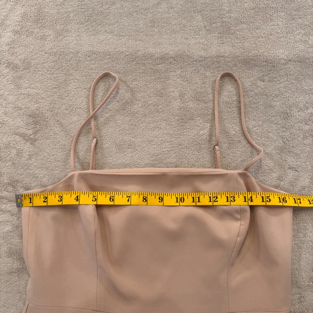 Neutral Blush Midi Dress Quiet Luxury Old Money Minimalist Wedding Guest SZ L - Picture 10 of 12